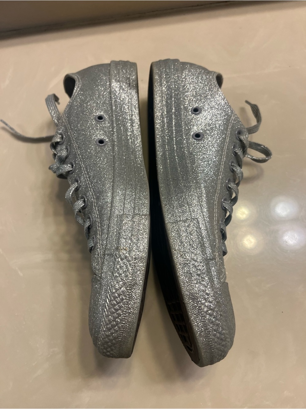 Converse  Chuck Taylor All Star Silver Glitter Sneakers Men's 9, Women 11 - Picture 6 of 12
